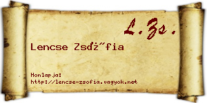 Lencse Zsófia névjegykártya